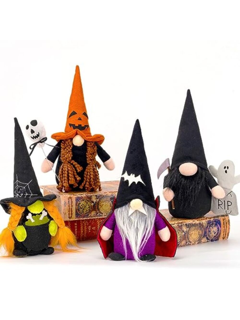Halloween Gnomes Plush 4PCS Handmade Reaper Witch Vampire Ghost Dolls Tiered
